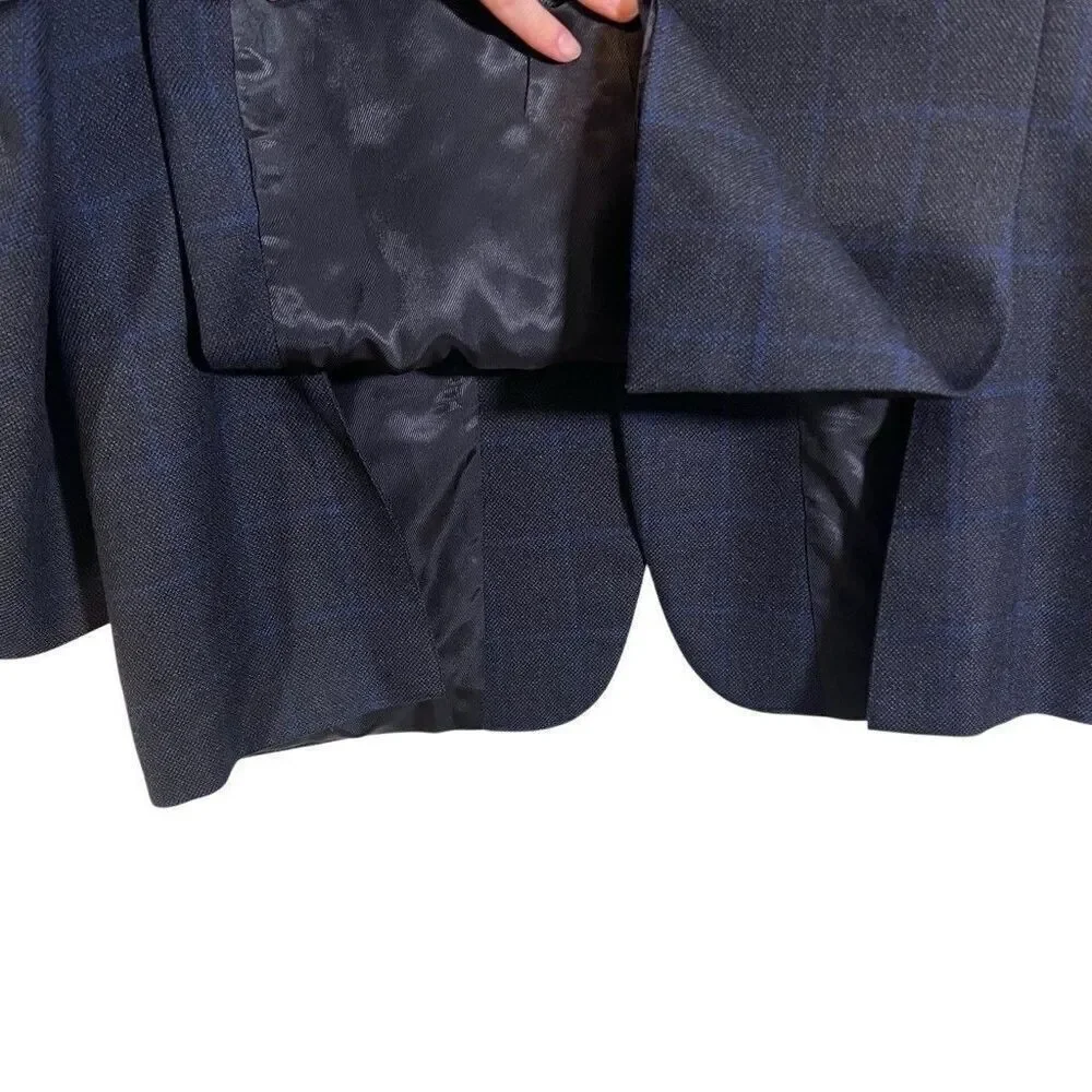 Burberry London Bond Street 2 Button Navy Blue Pinstripe Suit Sz 42 Long Pleated